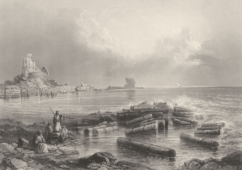 ISRAEL. Palestine. Caesarea. (Bartlett) 1847 old antique vintage print picture